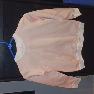 NWOT Sal & Pimenta Girls size 8 Pink with White Trim Sweatshirt 100% Cotton